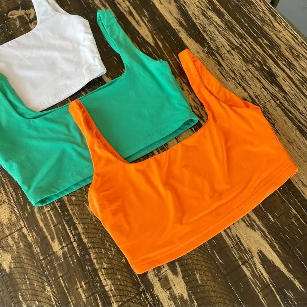 BUNDLE - 3 White Green Orange Crop Top - MEDIUM - Picture 8 of 12